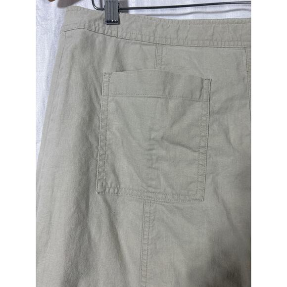 J Crew Skirt 10 Tan A Line Midi Linen Blend Y2K Vintage - Picture 8 of 11